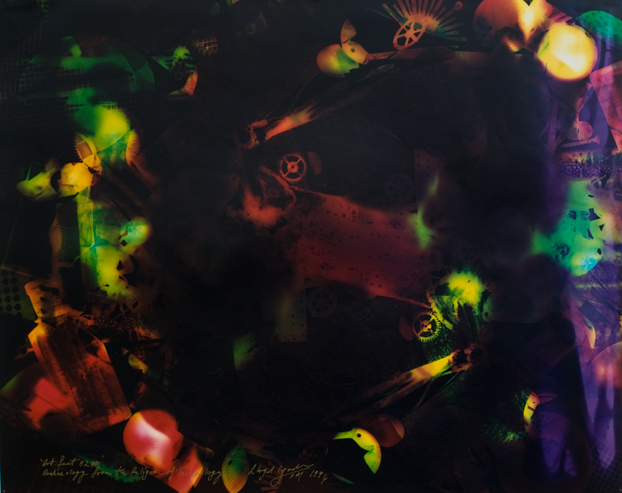 Colour Photogram - Artifact 82 # - 400 X 500 - from Archeology from the Religion of Technology 1994 - Lloyd Godman