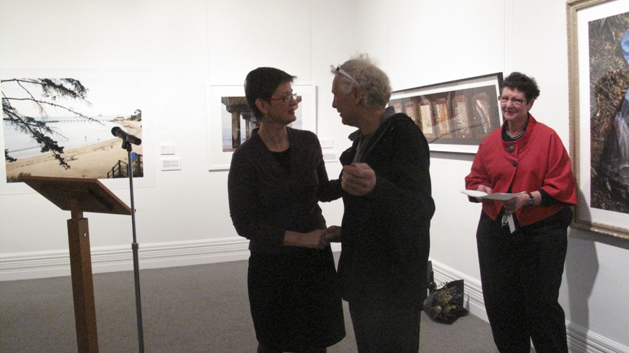 Lloyd Godman with Dr Isobel Crombie at the opening - Lloyd's Entropy - String 14 was one of two works slected by Isobel for purchase by the Albury Art Gallery for their collection. 