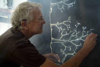 Pricking the holes in the carbon paper for carbon obscura 