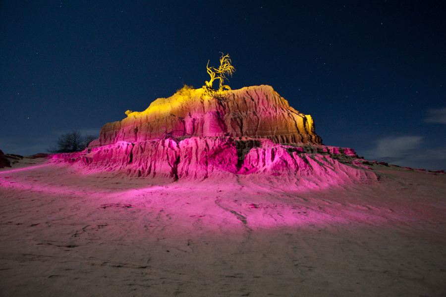 Climbing desert Tree - Lake Mungo - Luna Light Painting I - Lloyd Godman - 2009